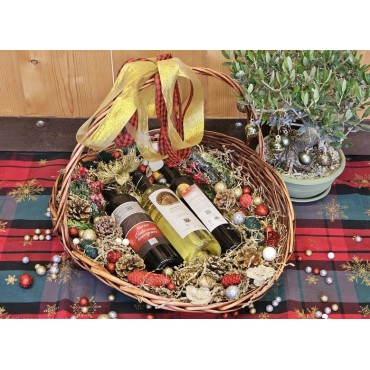 Cretan Treasure Xmas Gift – Handmade basket featuring 3 premium Cretan wines.